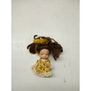 1965 Uneeda Doll Co Pee Wee Baby Doll Girl Auburn 3.75"H Vintage Made Hong Kong